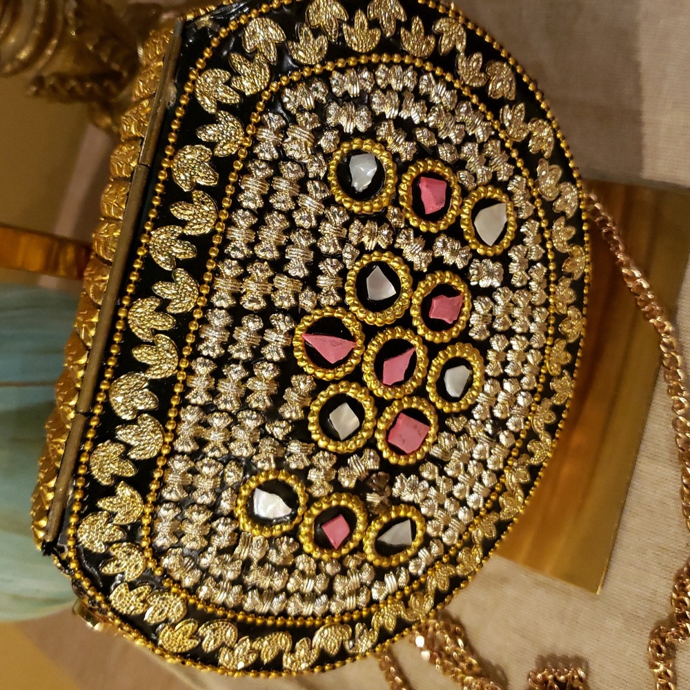 RAMLA Mosaic Crossbody Bag in Pink, Blue & Gold (NWOT - MSRP $275) - Picture 6 of 10